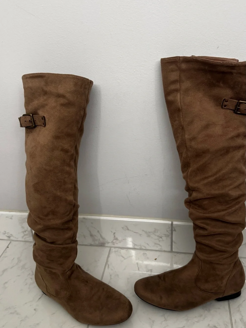 Dream Pairs Brown Suede Over-the-Knee Slouch Boots
